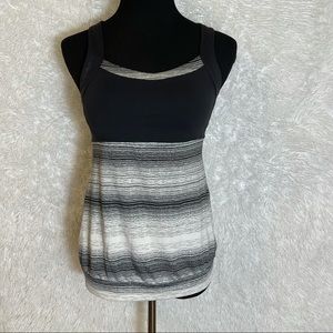 Athleta Black White Side Crunch and Punch Tank Top